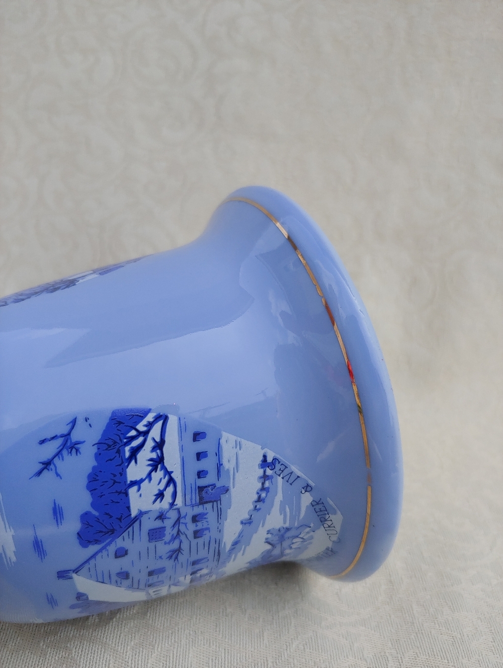 Vintage 1979 Currier & Ives Blue Porcelain Bell Musical Box - Picture 6 of 14